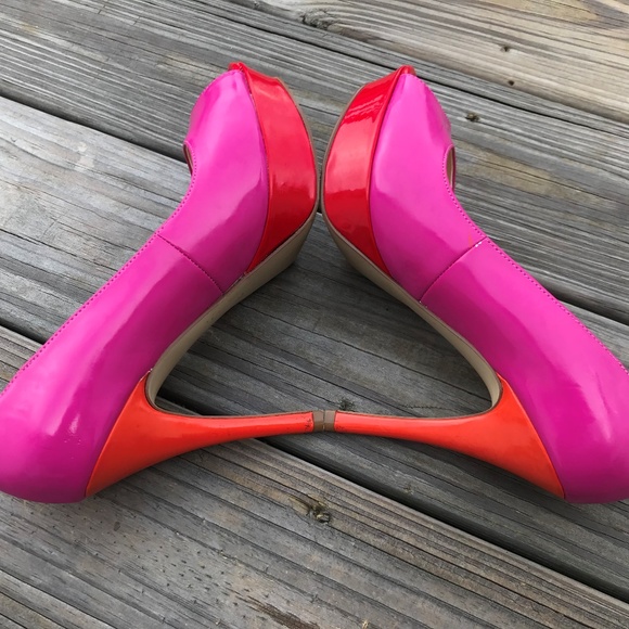 Marc Fisher Women Heels Shoes Open Toe Pink Red - Picture 7 of 8
